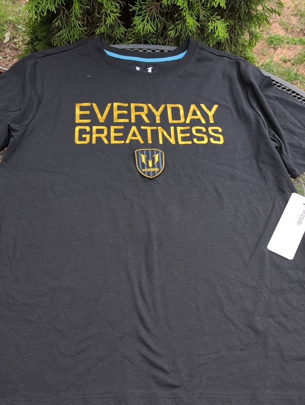 Kids' Black Short-Sleeve Tee with Yellow 'Everyday Greatness' Graphic